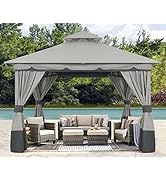 ABCCANOPY Tonnelle de jardin 2,5 x 2,5 cm avec double toit, pavillon étanche, stable, protection UV 50+, 4 Sei...