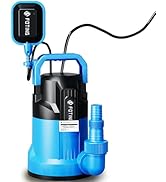 FOTING Pompe submersible 17000 l/h, aspiration à plat jusqu'à 1 mm, hauteur de refoulement max. 9 m, profondeur d'immersion max 7 m, ...
