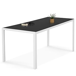 Salon de jardin MADRID table 190 cm gris et blanc