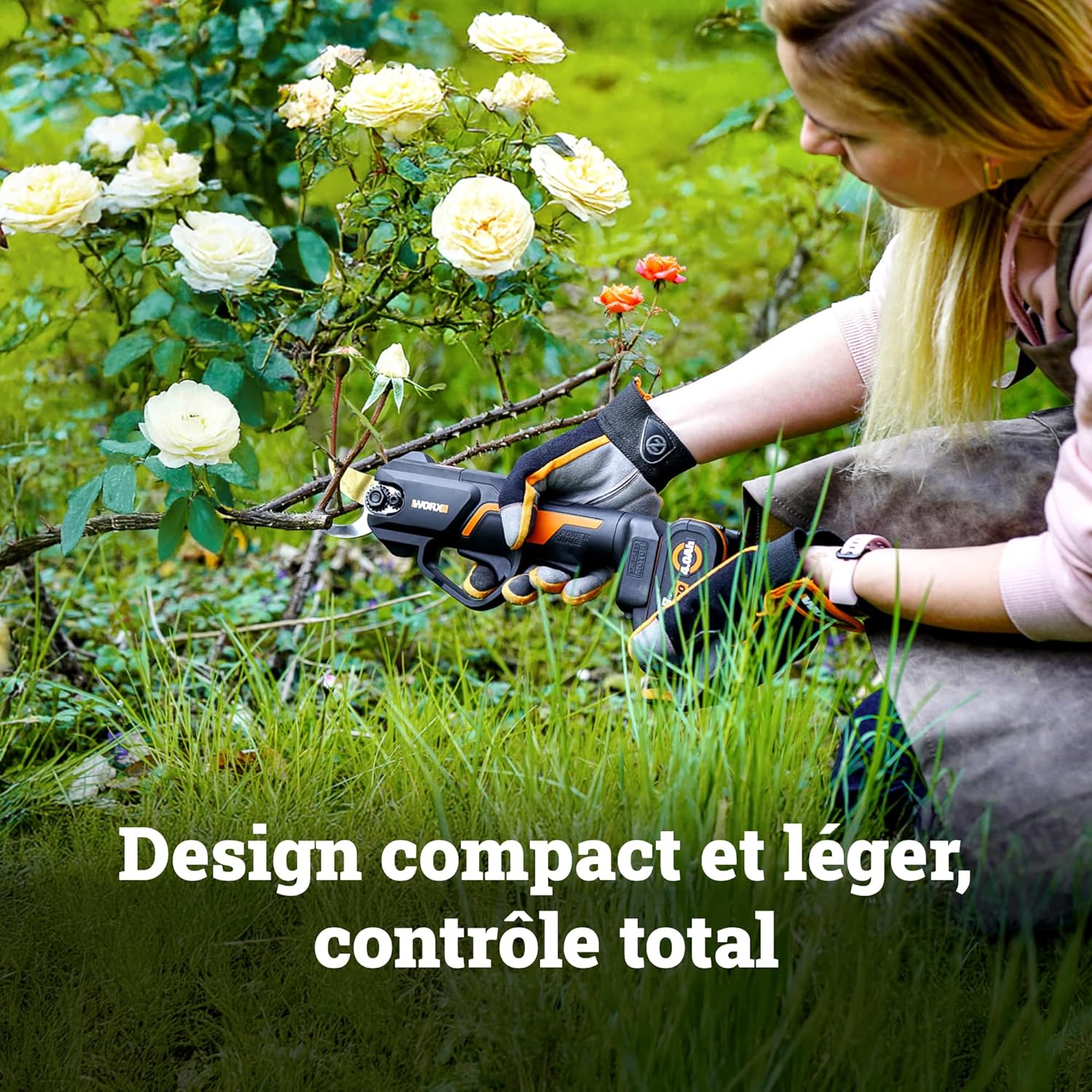WORX - Sécateur sans fil 20V, coupe 25mm, Brushless, compact WG330E