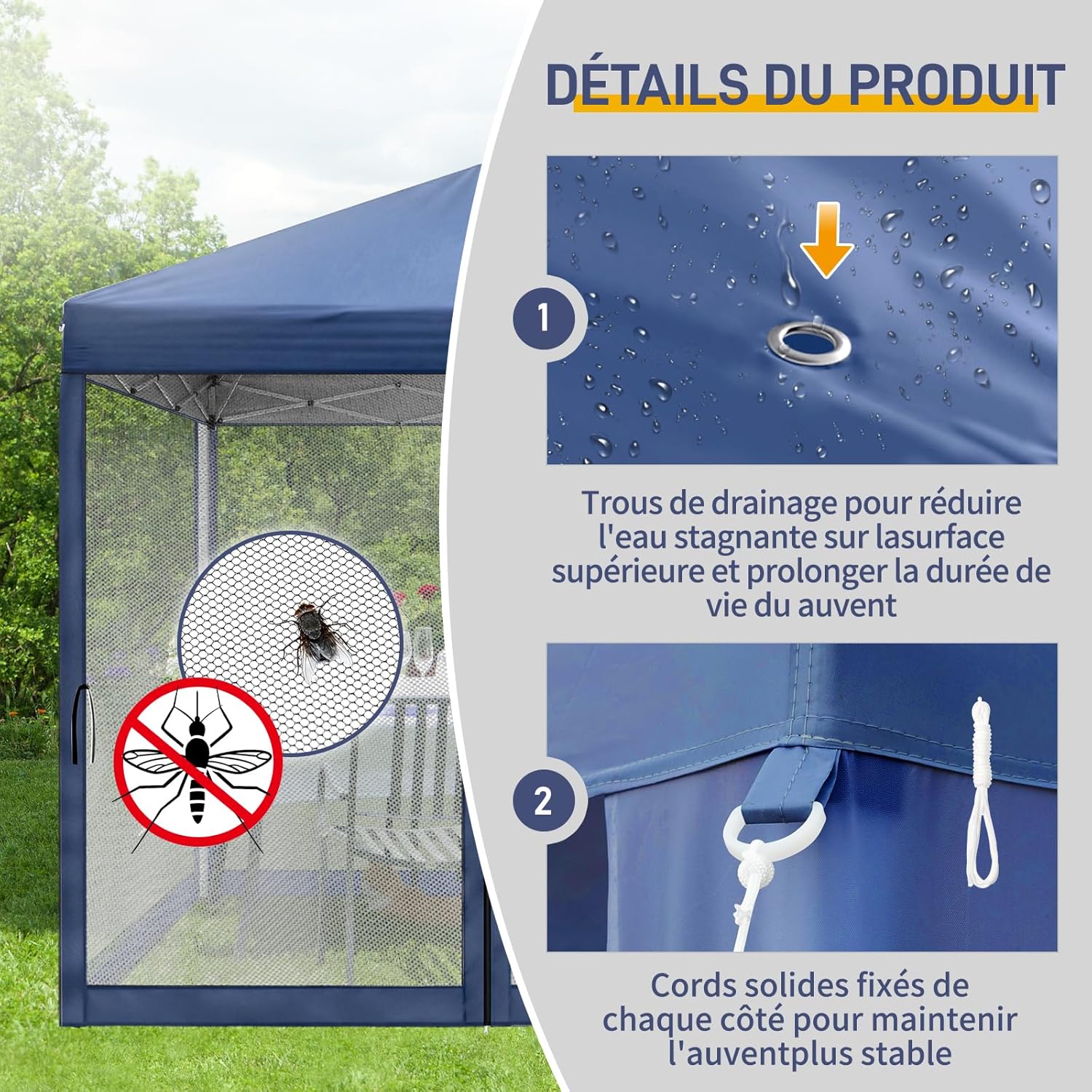 LEADZM - tonnelle pliante série standard - 2x2m - imperméable, anti-UV, moustiquaires