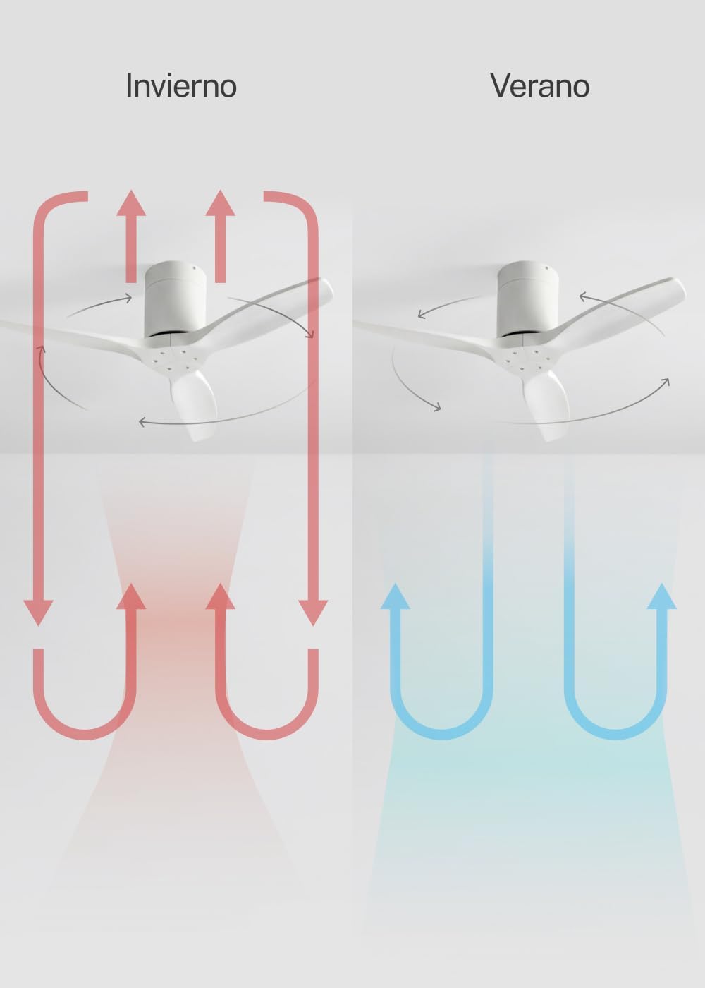 CREATE WINDCALM S Ventilateur de plafond ABS blanc avec Wi-Fi et télécommande, 40 W, silencieux, Ø112 cm, 6 vitesses, minuteur, fonction été/hiver