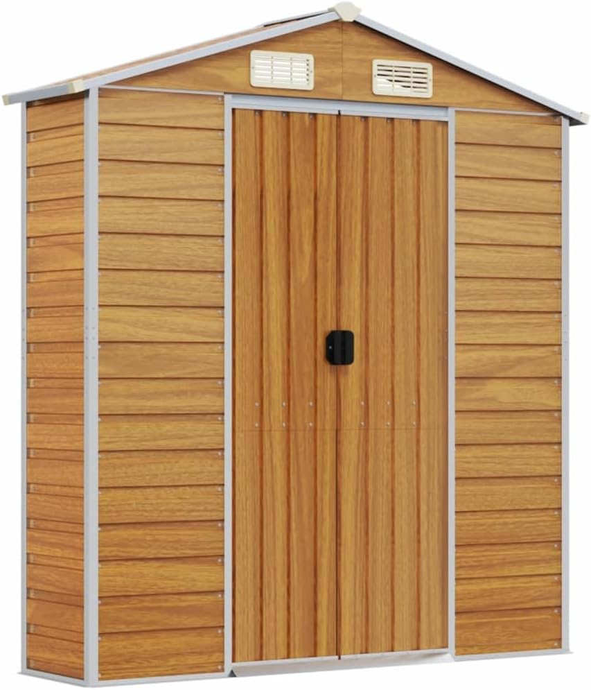 vidaXL - Abri de Jardin série - 191x215x198cm - acier galvanisé, marron clair