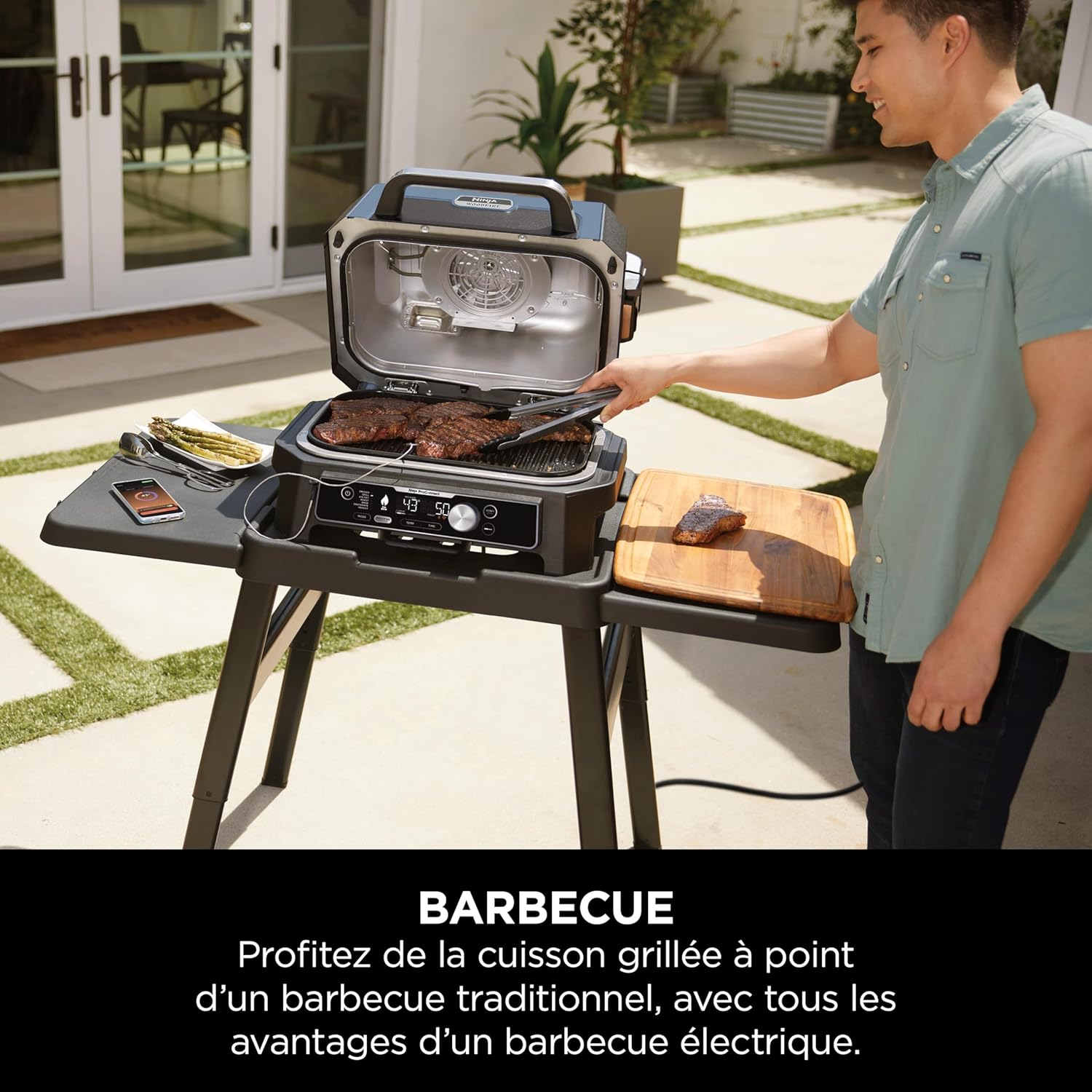 Ninja - grill & fumoir Pro Connect XL - contrôle app, 7-en-1, friteuse, résist. intem. - OG901EU
