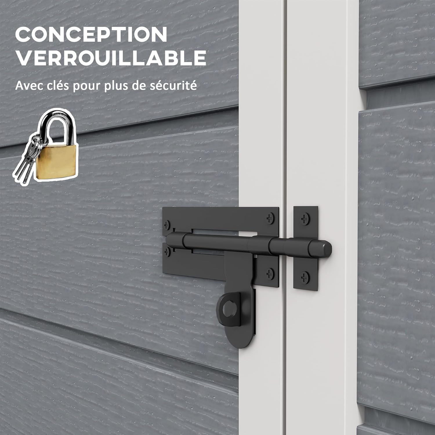 Abri de Jardin 1,14 m² - Porte verrouillable, aération et fenêtre - 151Lx92lx193H cm - Plastique, Gris - YJD1