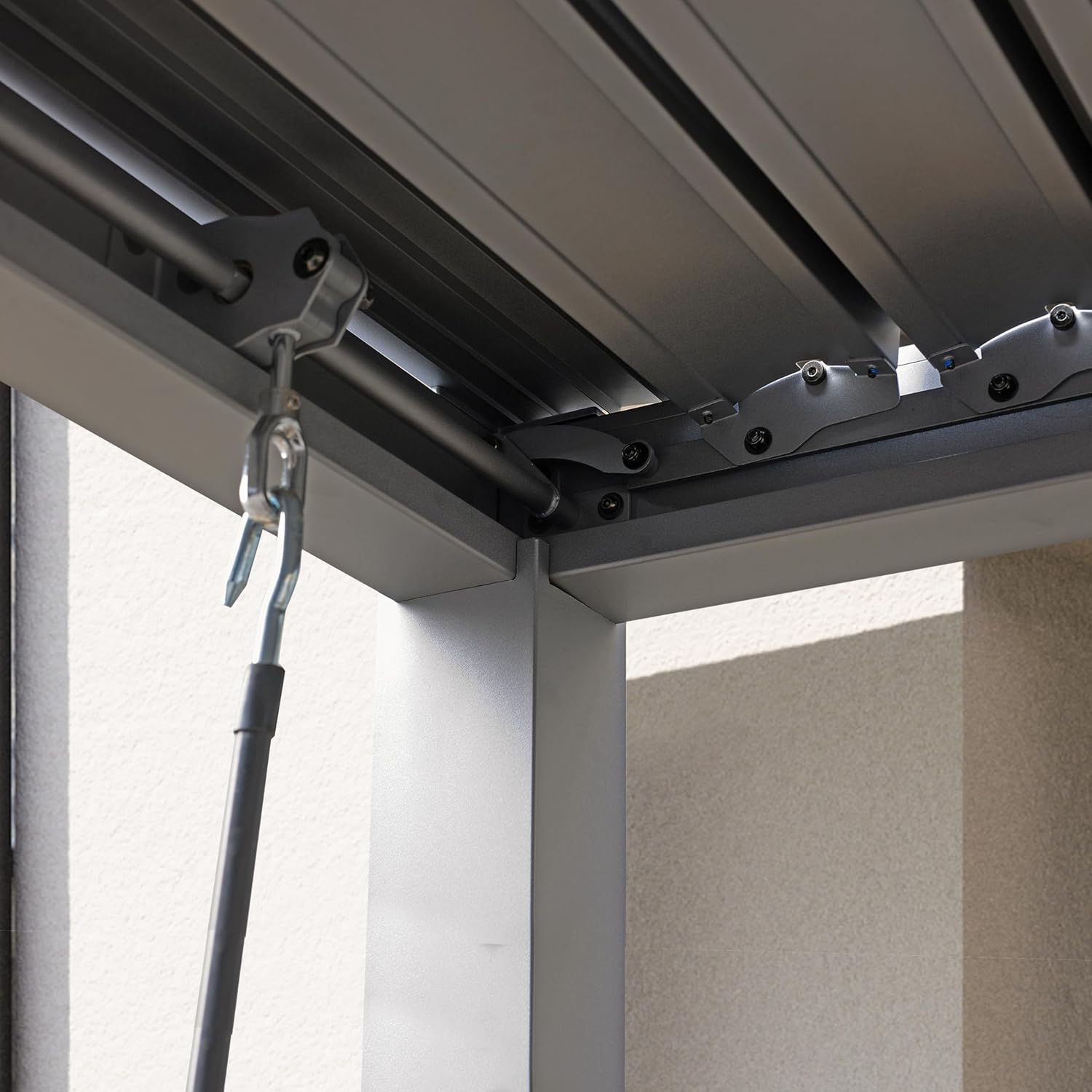 PRIMEYARD - Pergola série aluminium - 3x3 m - Lames acier orientables - Gris