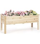 Giantex Jardinière surélevée en bois de sapin, parterre d'herbes aromatiques 120 x 43,5 x 51 cm, herbes aromatiques