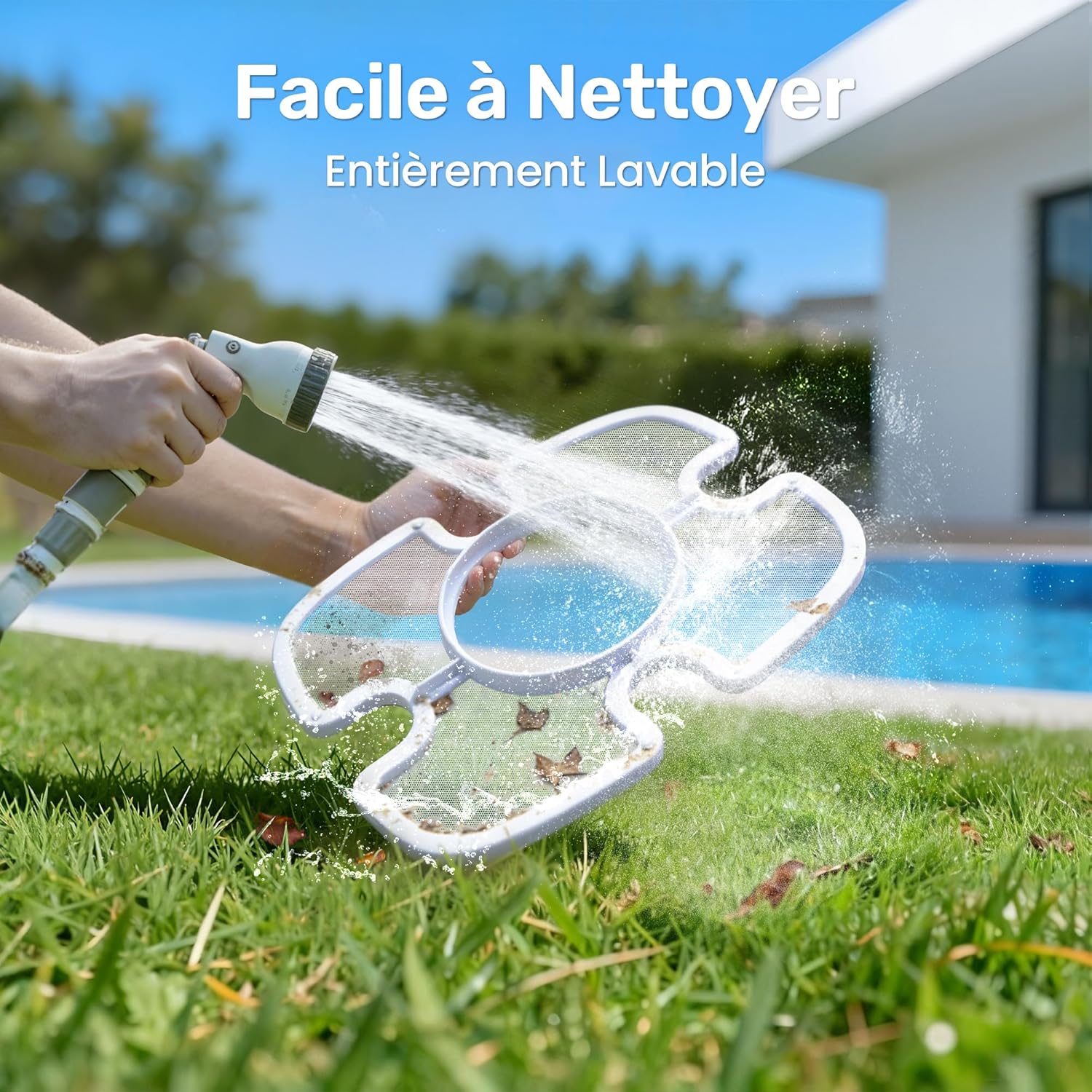 Gosvor Robot Piscine sans Fil, Aspirateur Automatique Piscine Hors Sol, 90 Min d’Autonomie, Retour Automatique, Portable, Robot de Piscine Jusqu’à 80 m²