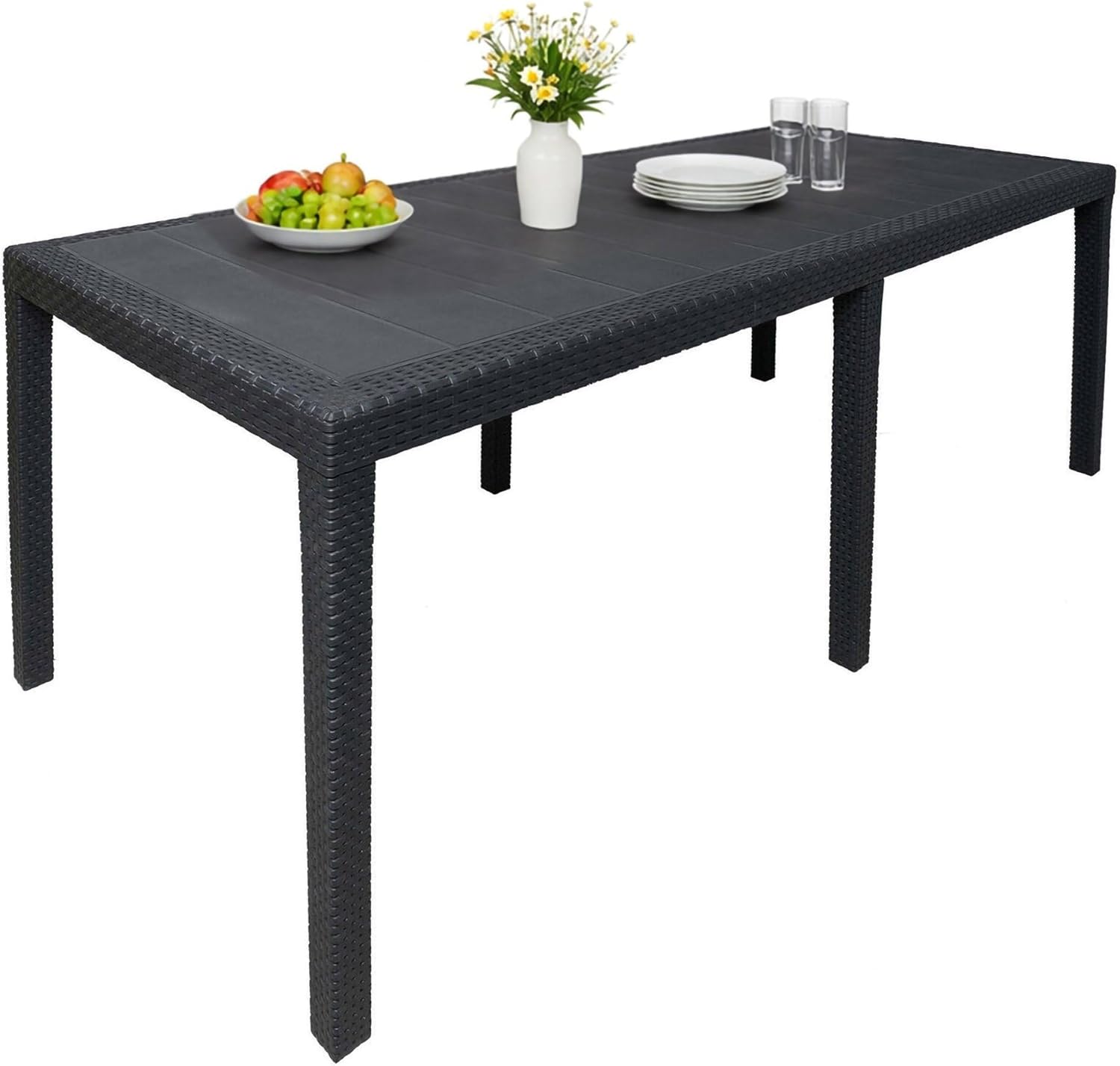 Dmora - Roma Extensible - 150/220x90x72 cm - rotin, jardin, Made in Italy