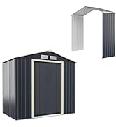 Homesis Abri de jardin + boîte en métal expansé, maison porte-outils de jardin avec ...