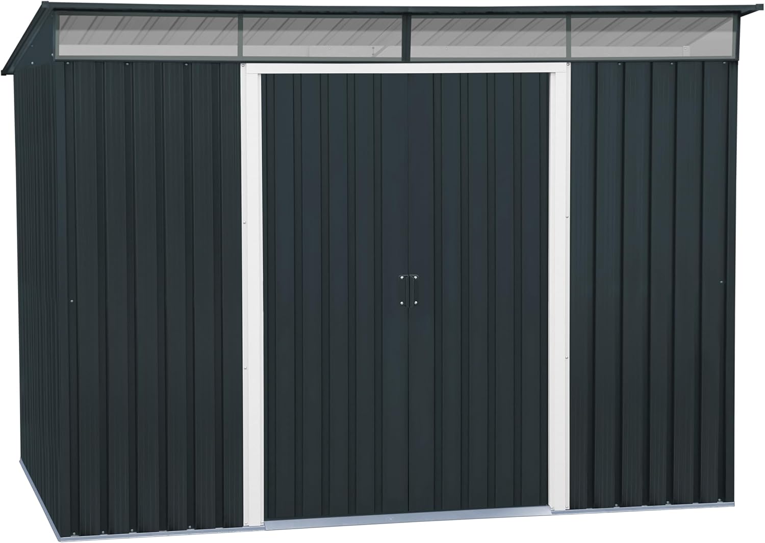 Duramax TOP Pent Roof Skylight 8 x 6 (4.37 m²) Abri de jardin en métal, fabriqué en acier galvanisé, structure de toit renforcée, lucarne intégrée pour la lumière du soleil, Anthracite
