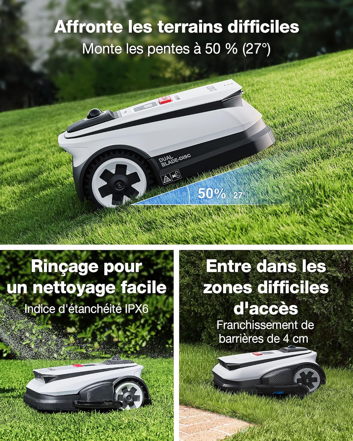 Ecovacs - Goat LiDAR Pro, 1600m², navigation IA, charge rapide, montée 50% - A1600