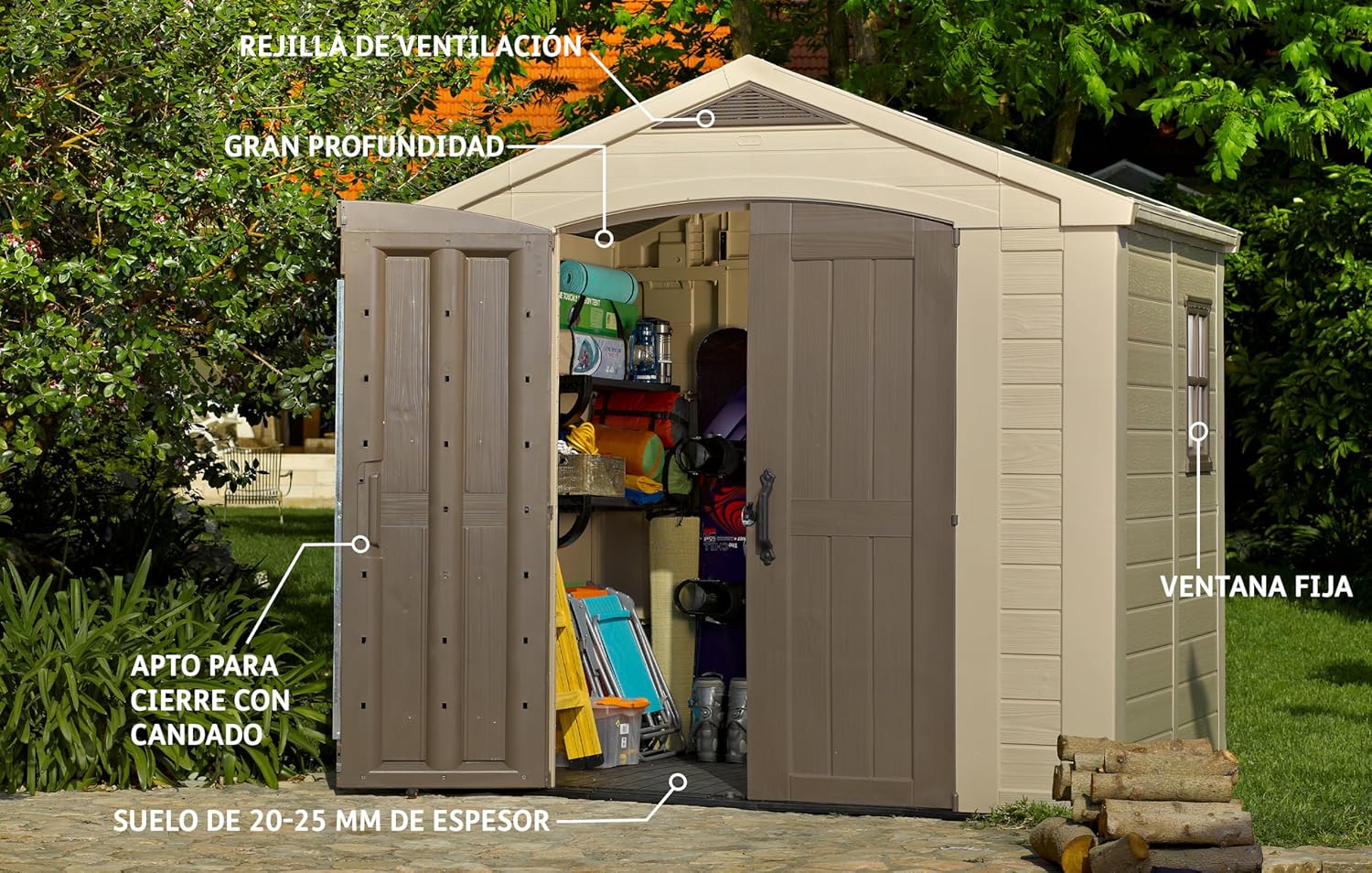 Abri de jardin - 6,3m2 beige et marron 