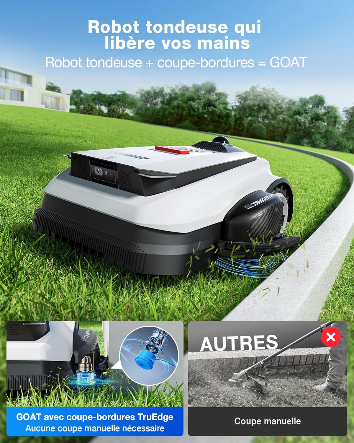 Ecovacs - Goat LiDAR Pro, 1600m², navigation IA, charge rapide, montée 50% - A1600