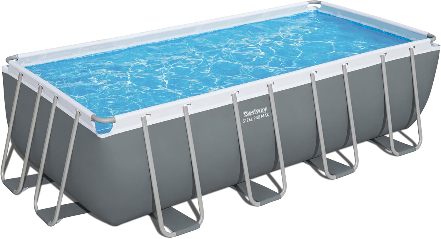 Bestway Steel Pro Max Kit Piscine Hors Sol - 488 cm x 244 cm x 122 cm - Gris foncé