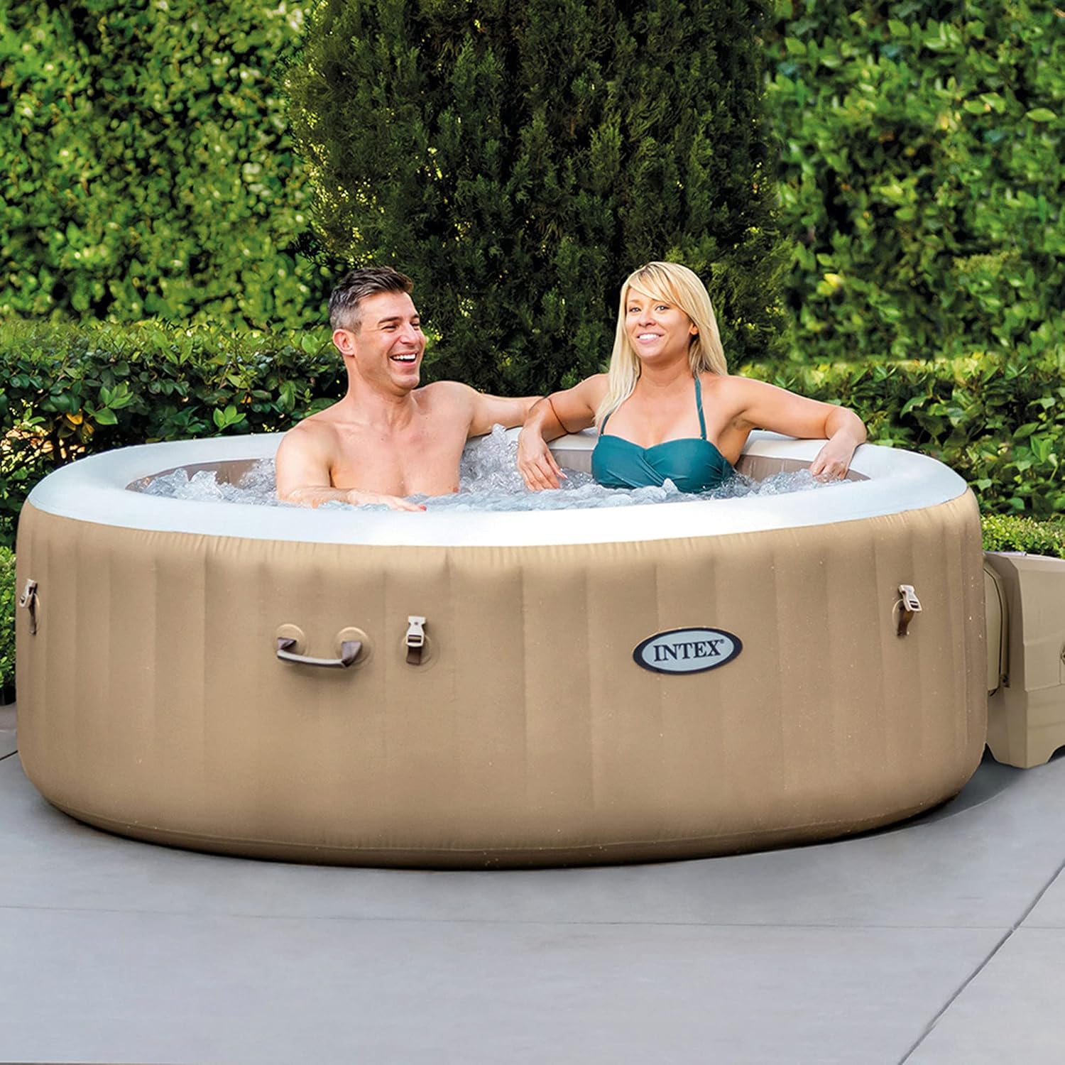 Intex - Pure Spa Sahara 4 places - rond, 795L, 120 bulles, LED ambiance