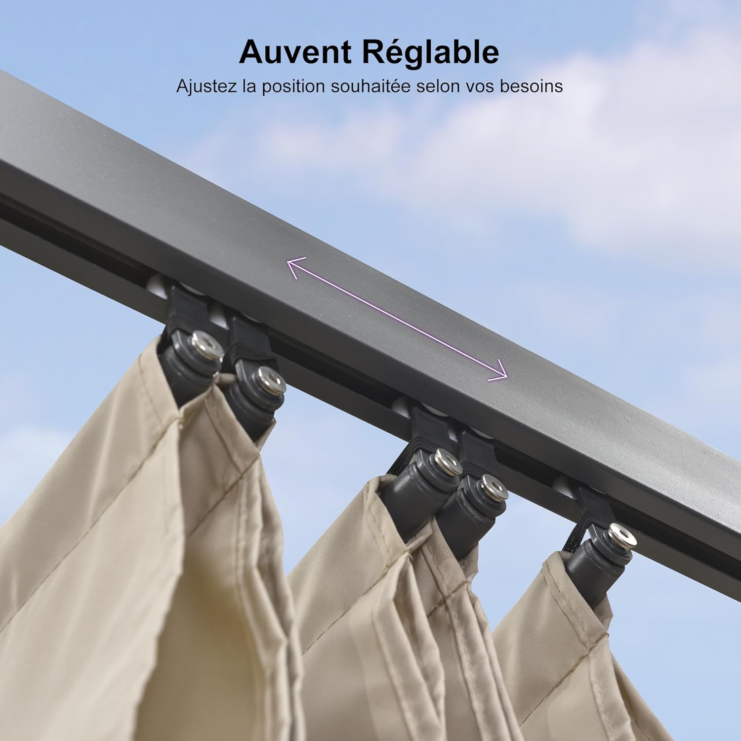 PURPLE LEAF - Pergola aluminium 5,5x3m toit coulissant extérieur