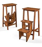 GIANTEX Chaise échelle en bois 3 marches escabeau escabeau escabeau pliable chaise tabouret échelle Hol...