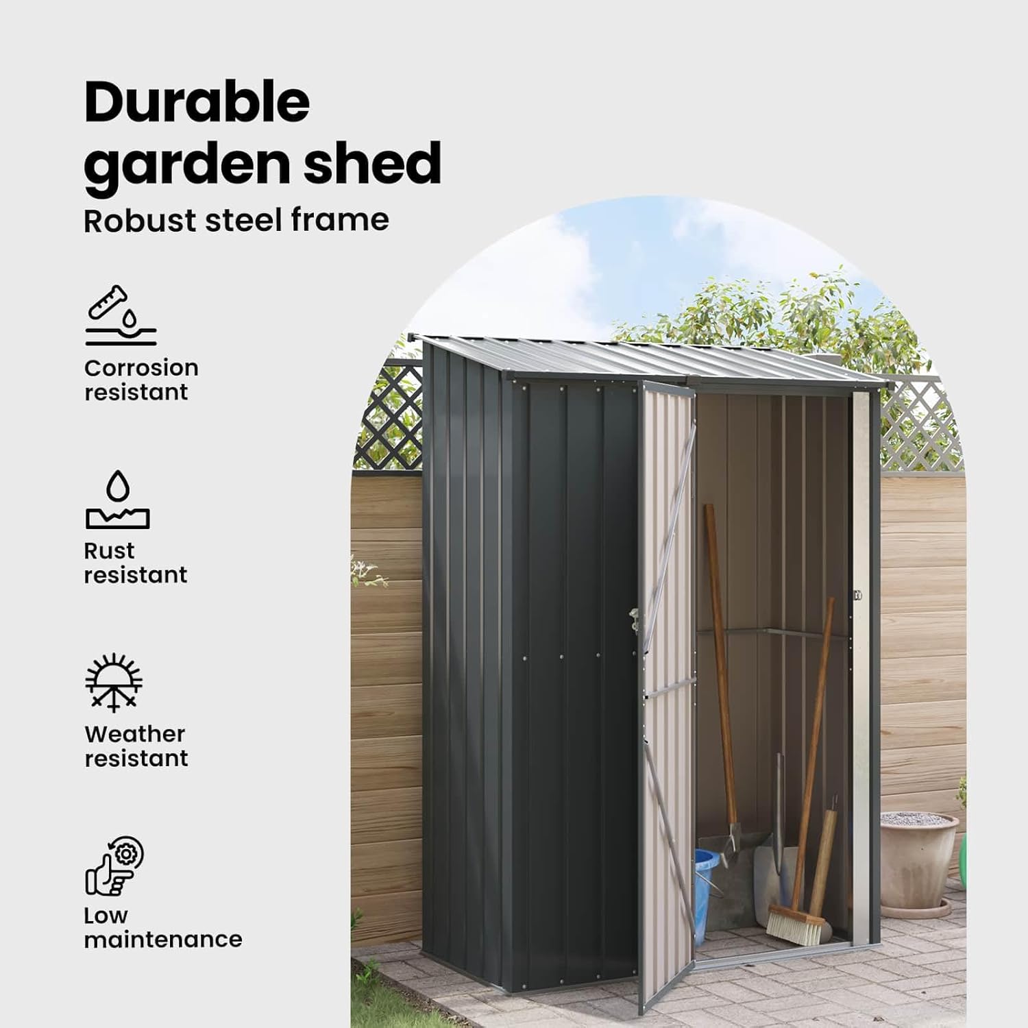 vidaXL - Abri de jardin anthracite 140,5x74x200cm, métal durable