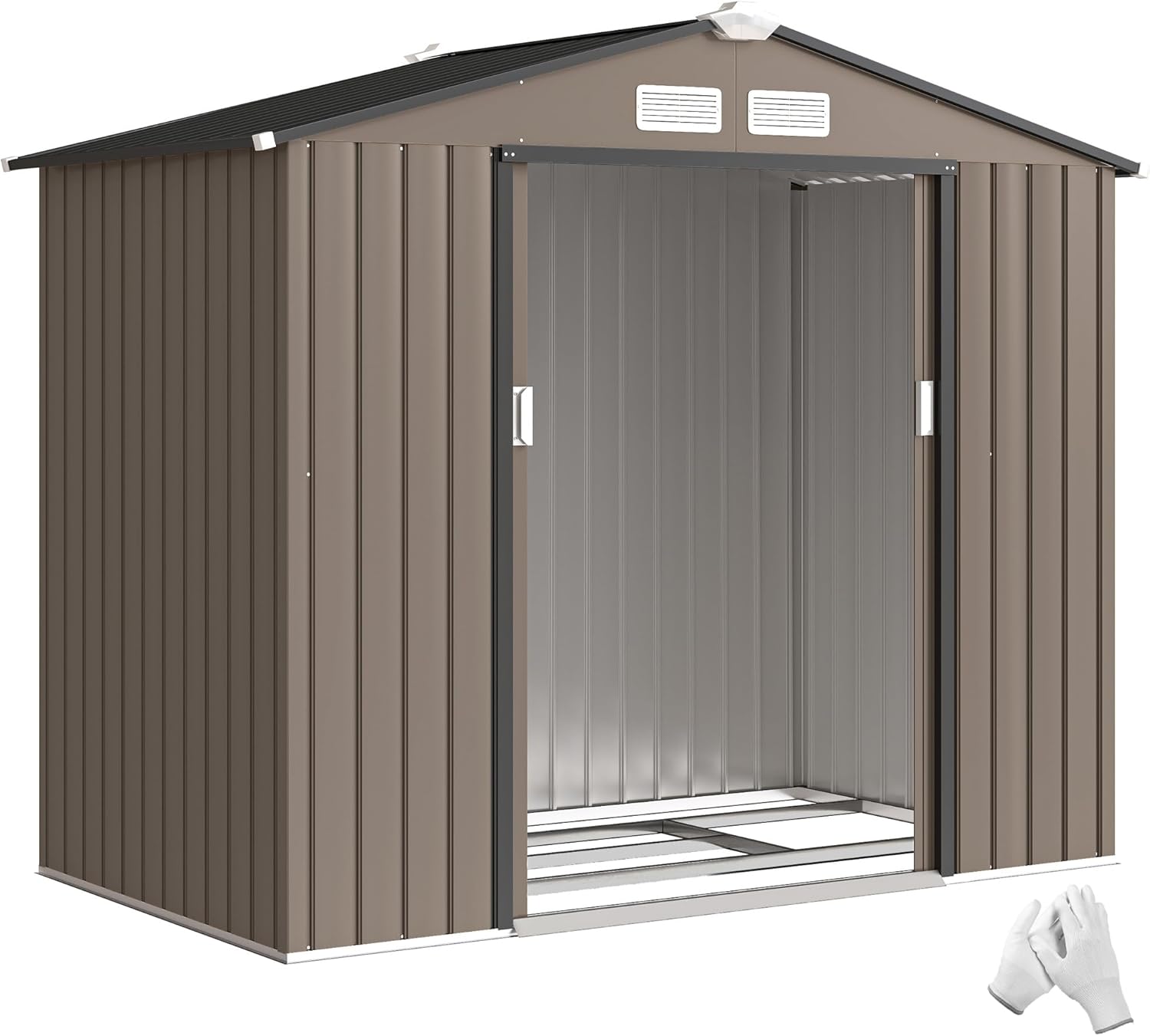Abri de jardin métal 2,77 m²,porte coulissante, 
