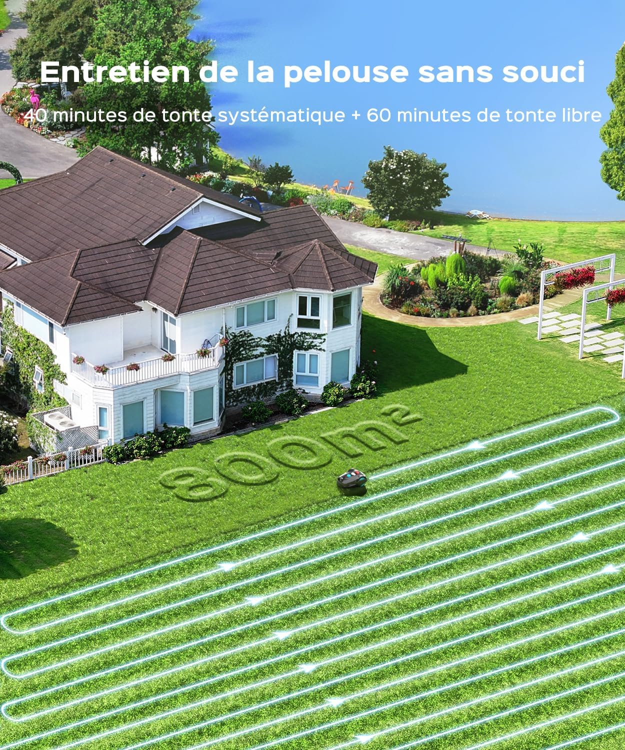 YARDCARE - M800Plus - tondeuse robot 800m², GPS, App, recharge auto