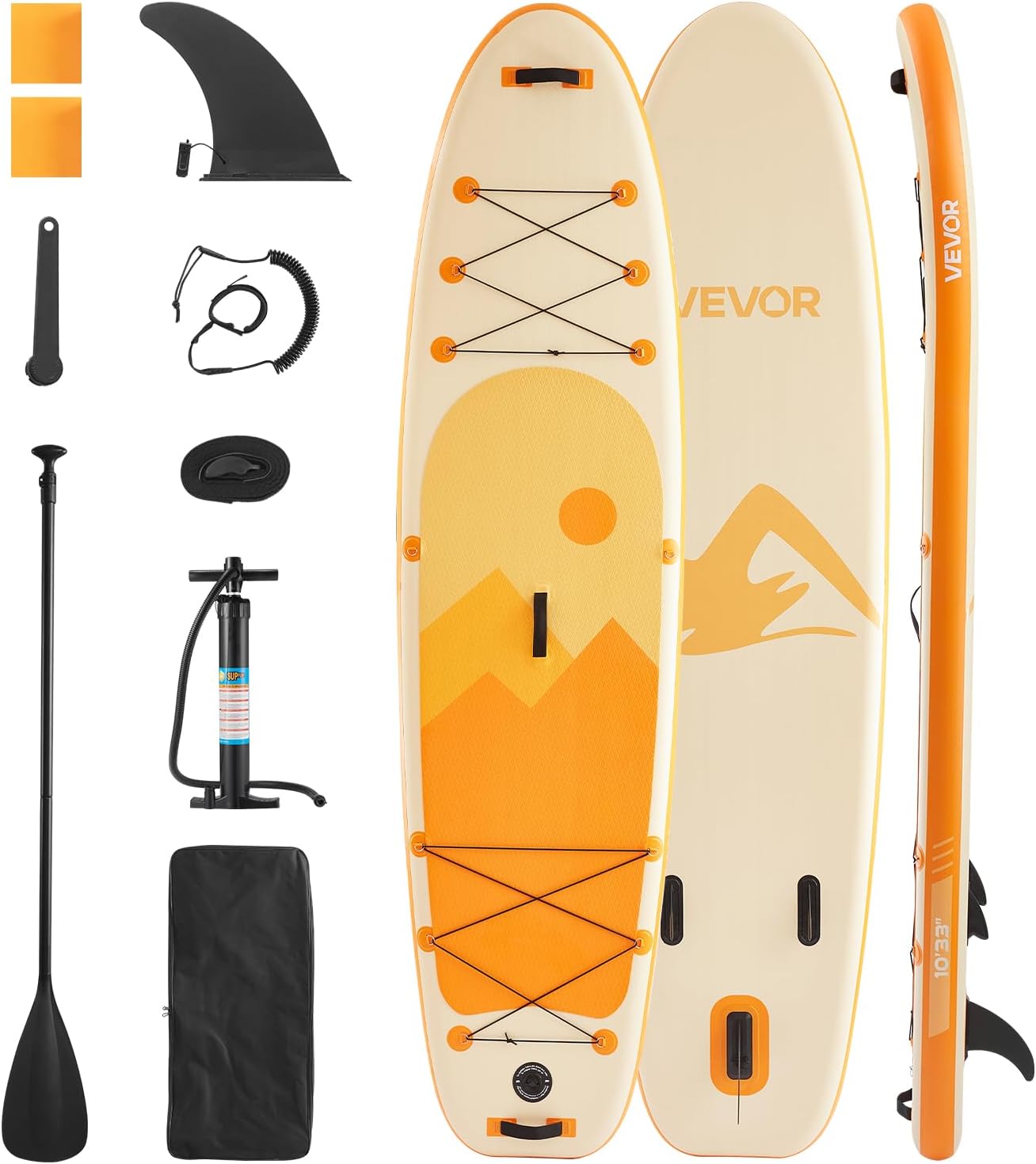 VEVOR Paddle gonflable, 304,8 cm, planche à pagaie debout sup, ultra-légère, avec accessoires de pompe, pagaie, aileron, sac à dos, laisse de cheville, sangle, pont antidérapant pour jeunes et adultes
