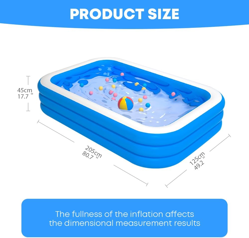 GALAXYER - Piscine gonflable 3 anneaux - 205x125x45 cm - usage intérieur/extérieur