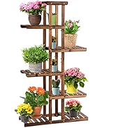 GIANTEX Étagère à Fleurs en Bois Massif, Support de Fleurs à 6 Niveaux, Étagère à Plantes Debout Étagère de Jardin...