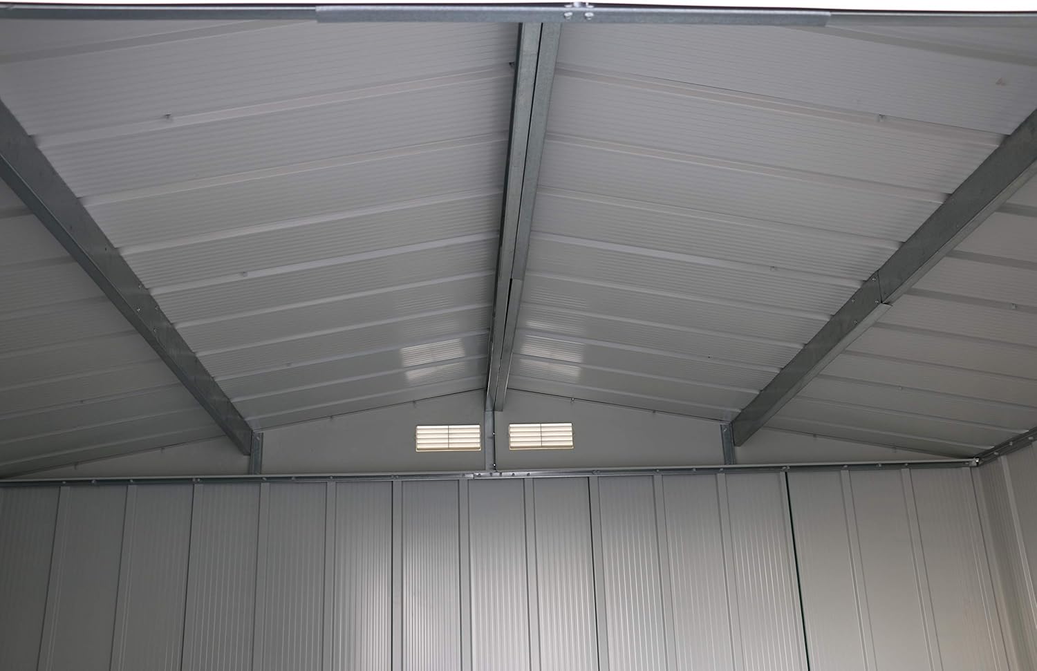Duramax ECO 10 x 10 (9.16 m²) Abri de Jardin en Métal Galvanisé à Chaud, Structure de Toit Renforcée, Sans Entretien, Vert