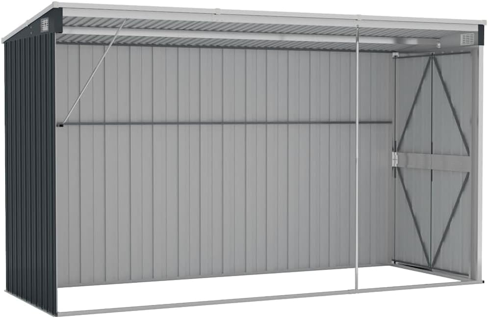 Solivagant Abri de Jardin Mural Anthracite 118x288x178 cm Acier,(40.02 KG)