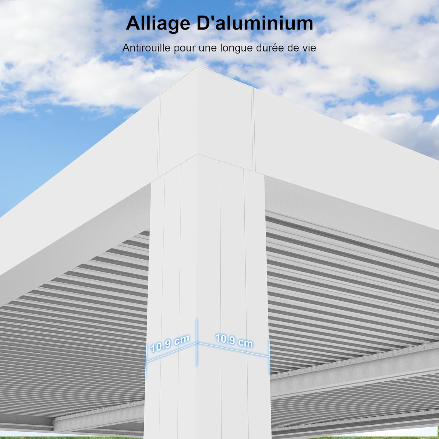 PURPLE LEAF - pergola bioclimatique - 4,24x3m - aluminium, stores enrouleurs, lames orientables