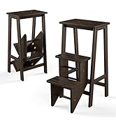 GIANTEX Chaise échelle en bois 3 marches escabeau escabeau escabeau pliable chaise tabouret échelle Hol...
