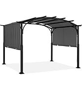 ABCCANOPY Tonnelle Pergola 3 x 3 m, Tonnelle de Jardin Arquée avec Protection Solaire Rétractable, Auvent