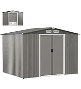 Homesis Abri de jardin en métal, abris à outils avec toit à 2 bandeaux et fondement...