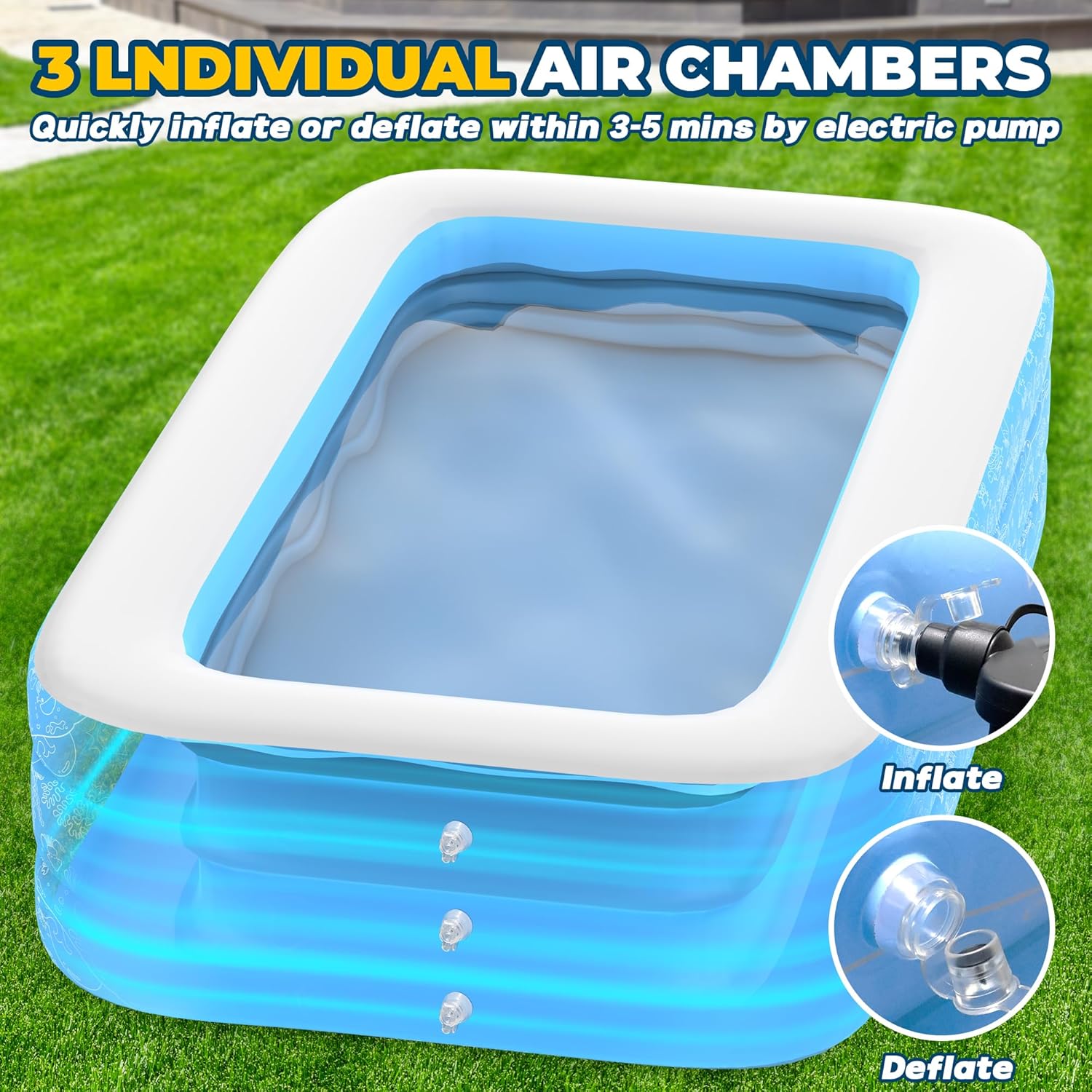 CACSPS - Piscine gonflable famille 300x165x56cm, robuste, pour jardin CACSPS