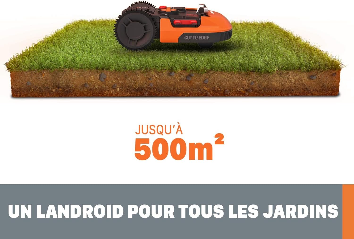 WORX - Landroid Plus série - 500m² max, pente 35%, coupe bordure, WR165E