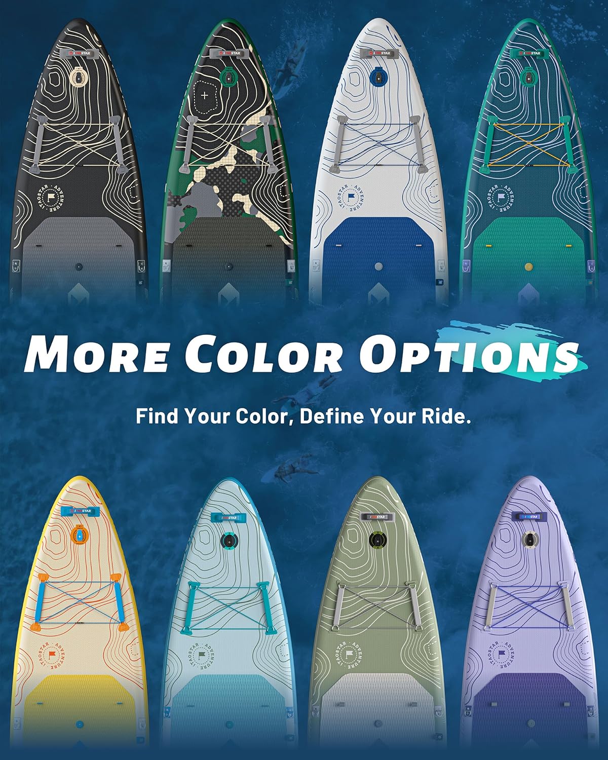 iTAOSTAR Adventure 365×88cm Planche de Paddle Extra Large avec siège, Accessoires Sup Haut de Gamme Tout-en-Un, 5 ailerons sur Mesure, Planches de Paddle gonflables Stables pour Adolescents/Adultes Global Recycled Standard