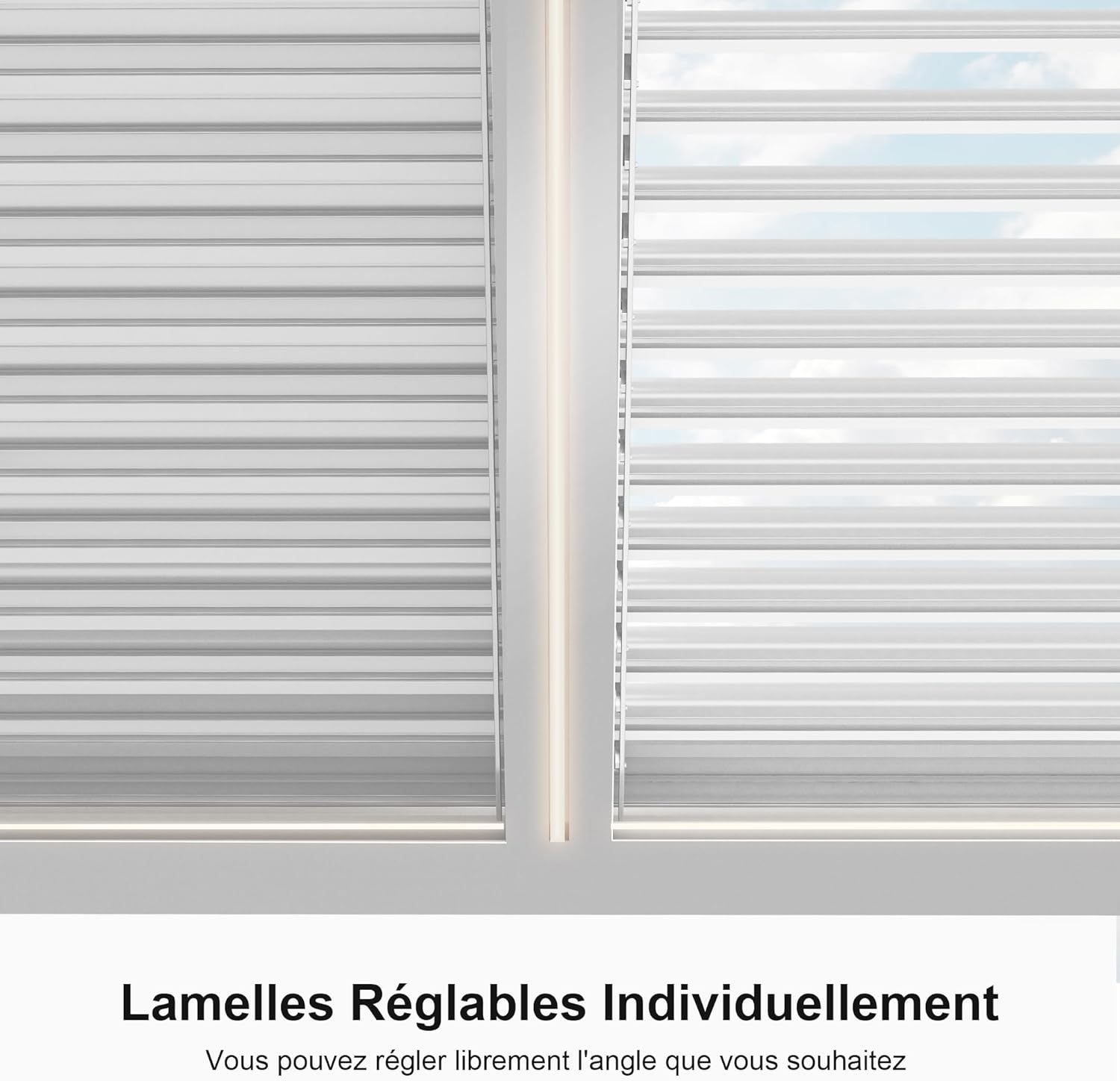 PURPLE LEAF - Pergola bioclimatique 4,84x3,68m alu, LED, gouttières