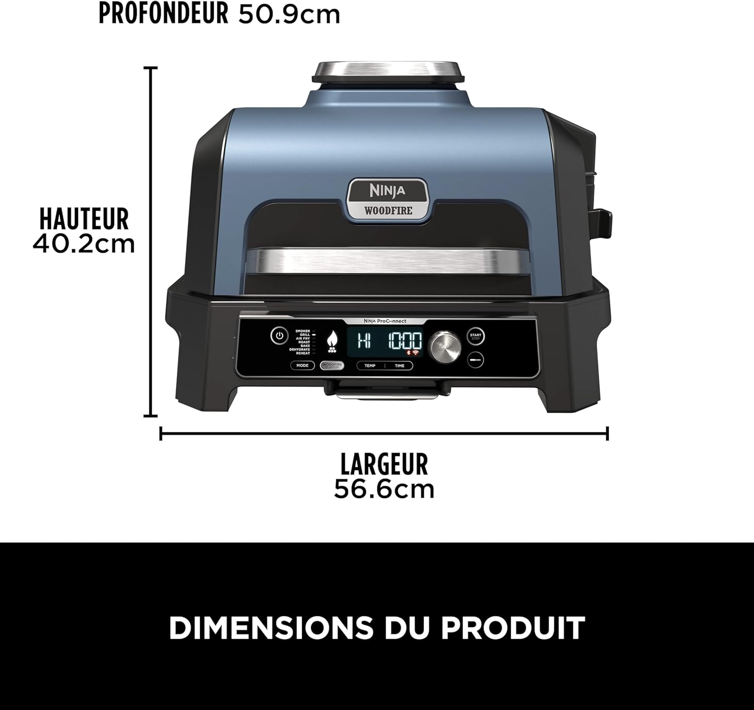 Ninja - grill & fumoir Pro Connect XL - contrôle app, 7-en-1, friteuse, résist. intem. - OG901EU