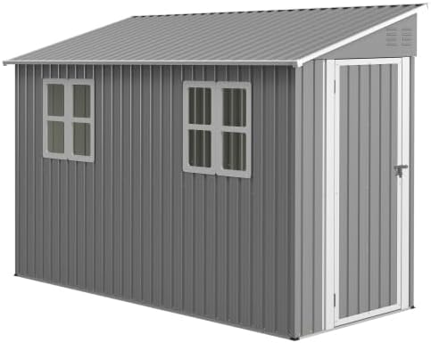 Abri de jardin en métal - 4x10 pieds/1,2x3 m - verrouillable, fenêtres, résistant intempéries