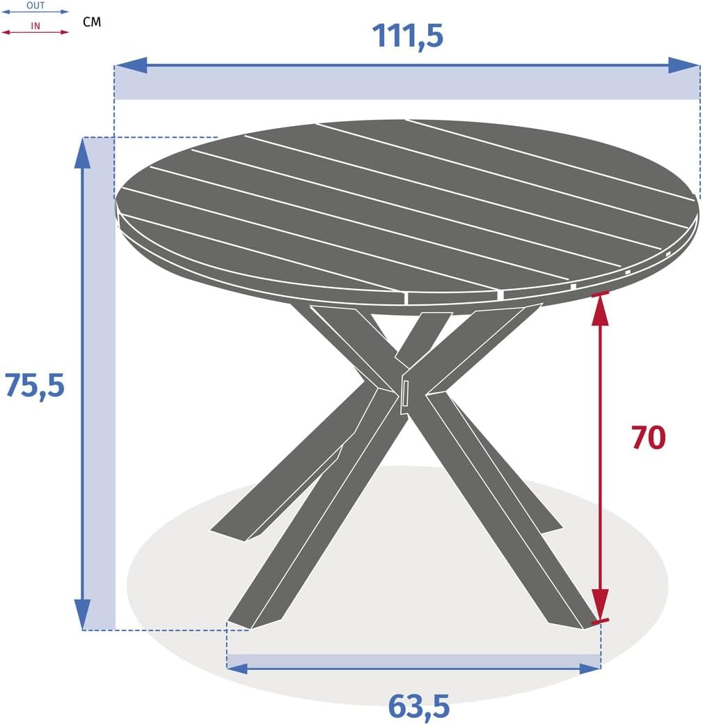 Hespéride - Table Oriengo ronde - 4 places - aluminium et acacia