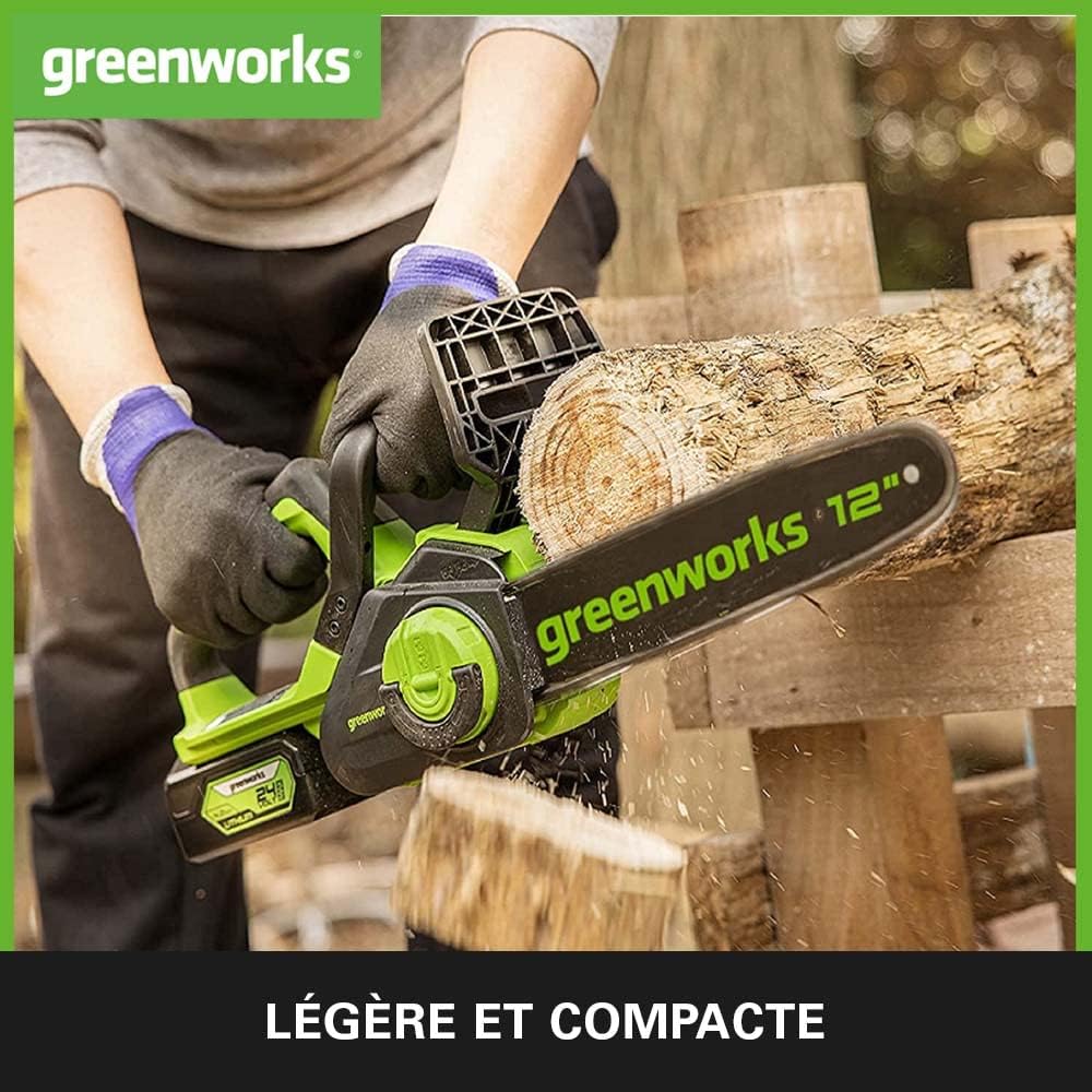 Greenworks - tronçonneuse sans fil 30cm, moteur brushless, 24V, GD24CS30K4