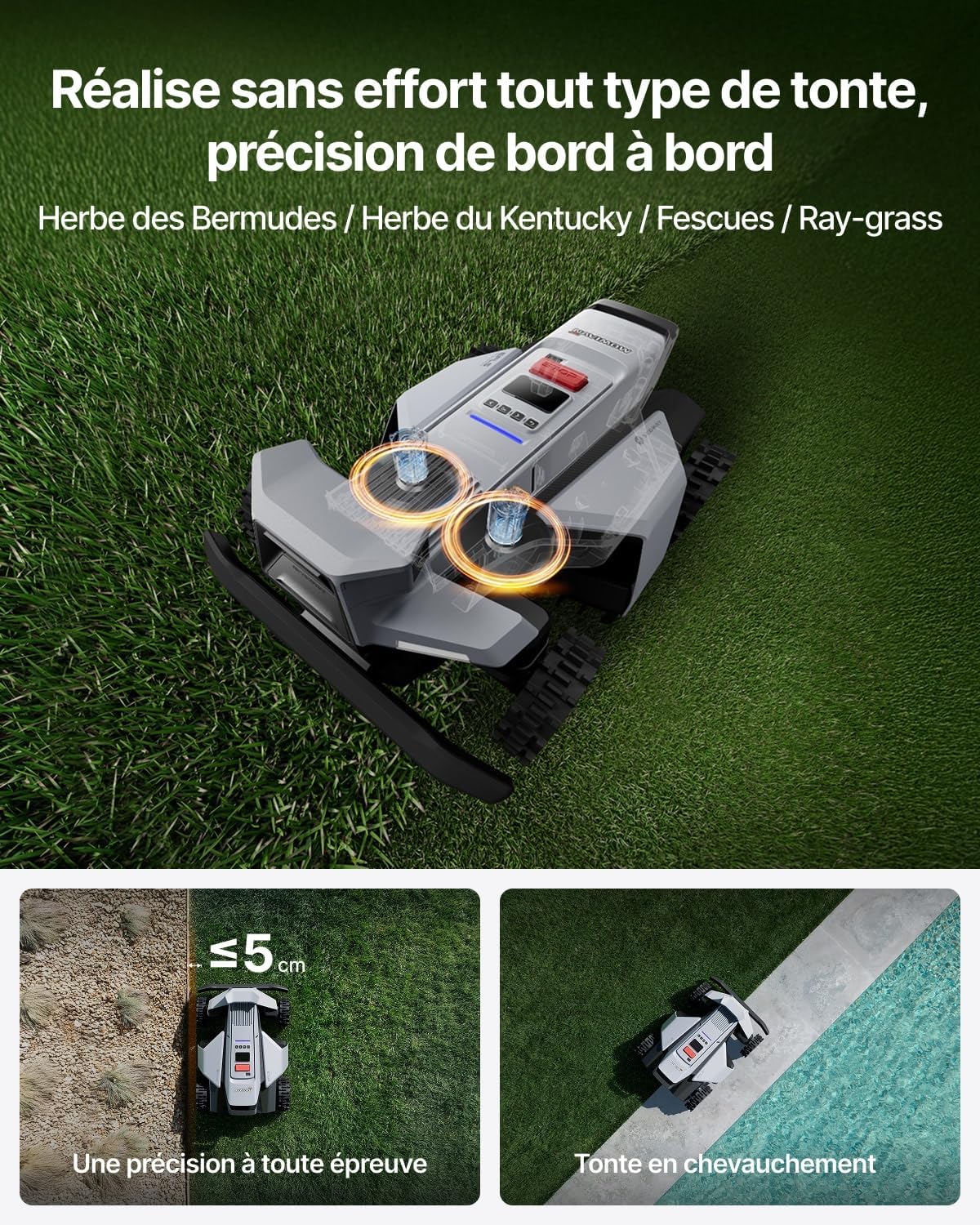 Segway - Navimow X420 - tondeuse robot, 4 roues, pente 84%, coupe 25–95 mm, 2000 m² - X420