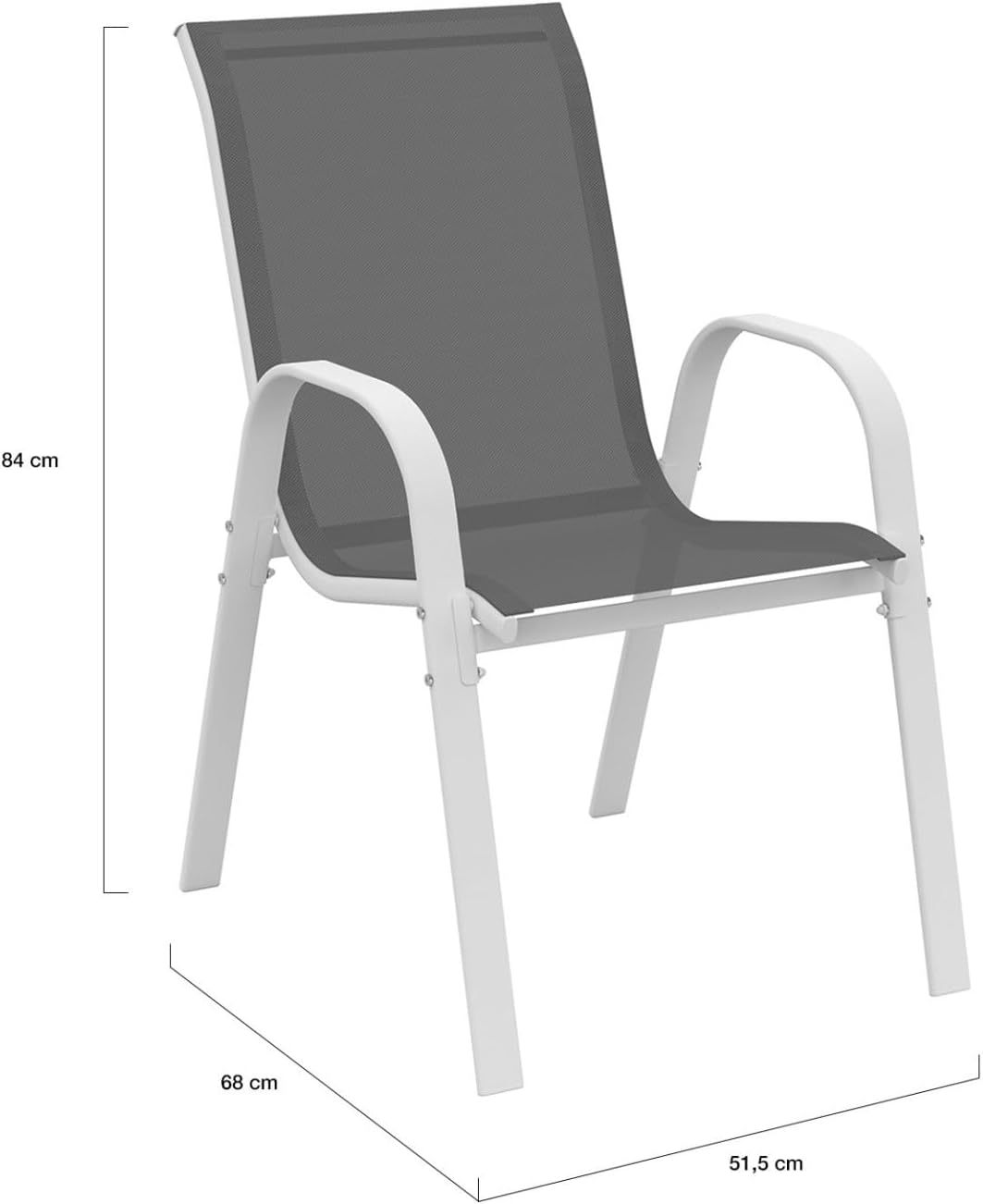 IDMarket - Salon Madrid - table 190 cm + 8 chaises empilables blanc/gris
