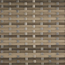 Gros plan sur un matériau tissé, peut-être une surface de meuble ou un panneau décoratif. Dispose de bandes entrelacées dans différentes nuances de brun et de beige