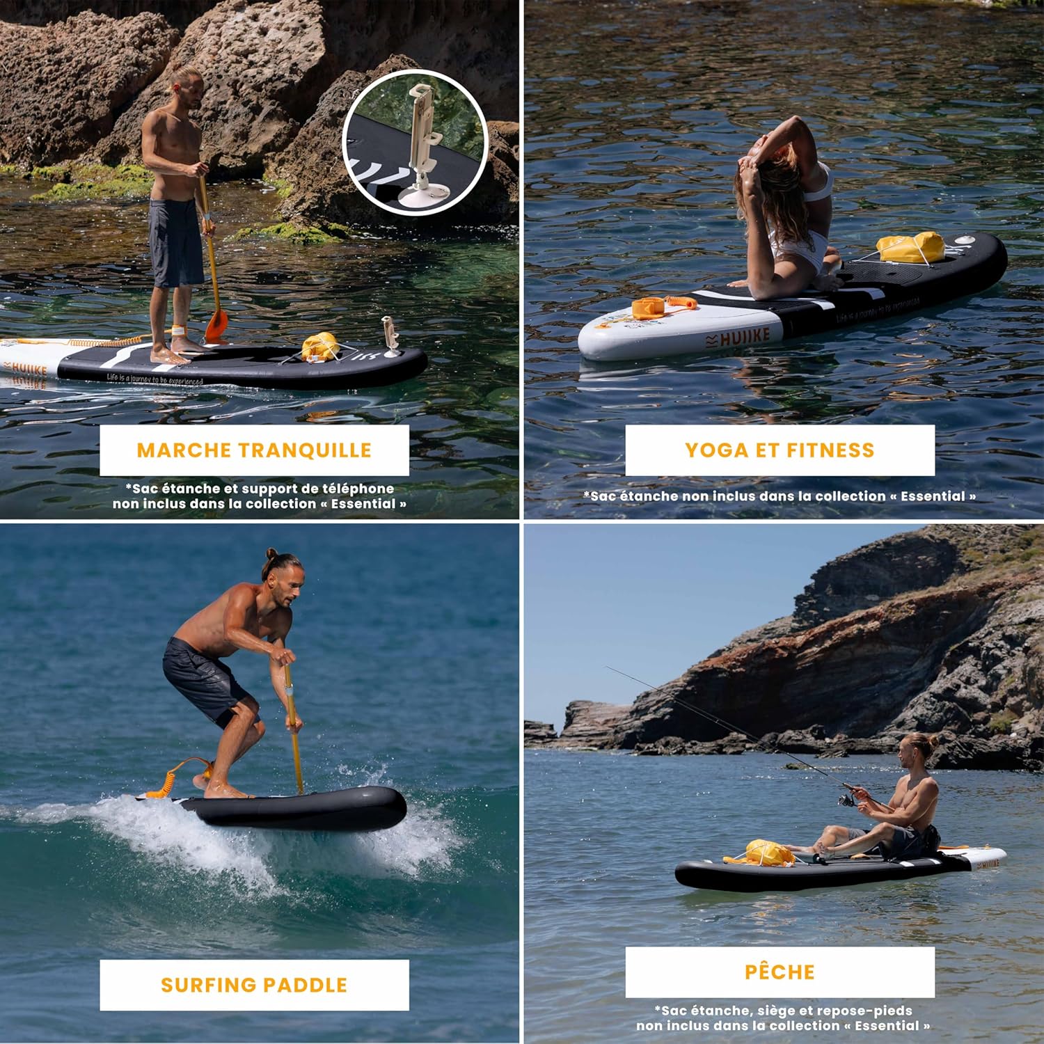 HUIIKE Paddle Gonflable Adulte avec Accessoires Inclus, Pagaie, Ailerons, Pompe. Planche de Stand Up Paddle Grande Stabilité et Résistance. 305 x 84 x 15 cm, Jusqu'à 130 kg