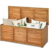 Homcom Coffre d'extérieur, coffre d'extérieur, en bois massif, coffre de 178 l,