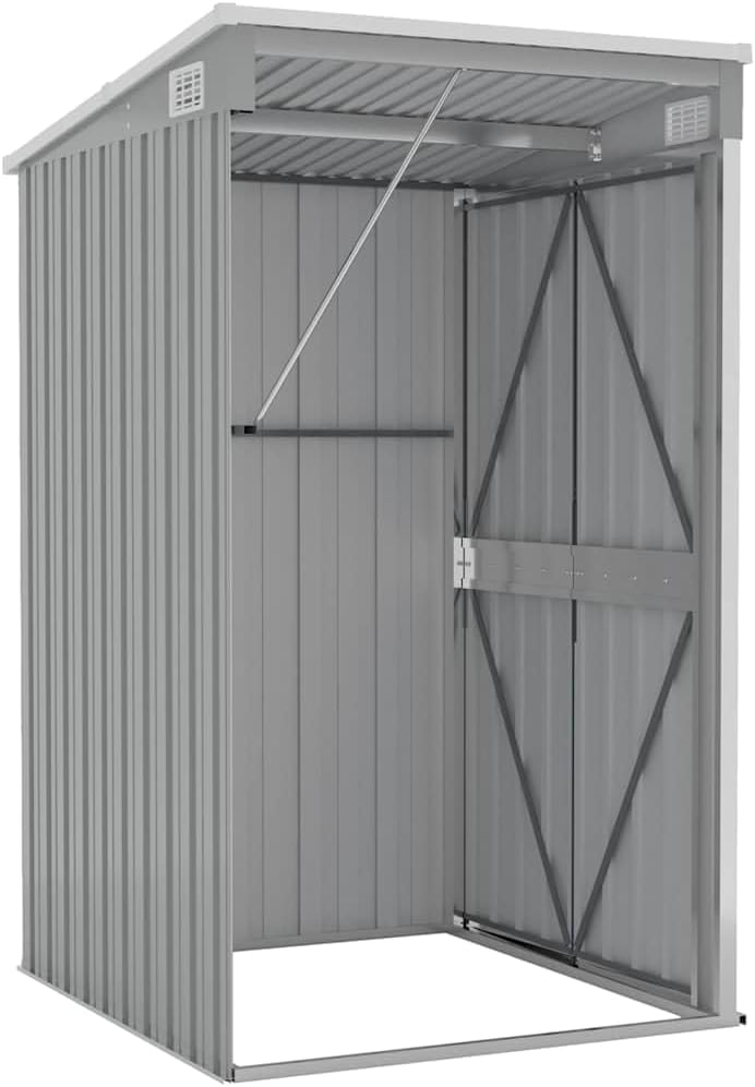Solivagant Remise de Jardin Murale Gris 118x100x178 cm Acier galvanisé,(22.7 KG)