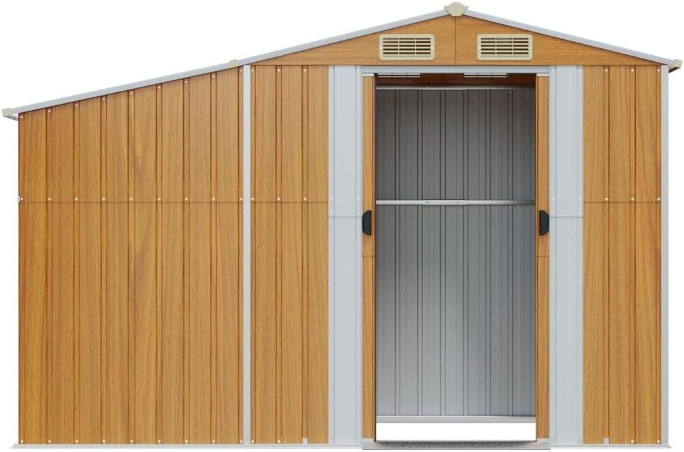 Abri de Jardin en acier galvanisé - 277x107x179 cm - bouches d'aération, poignées pratiques