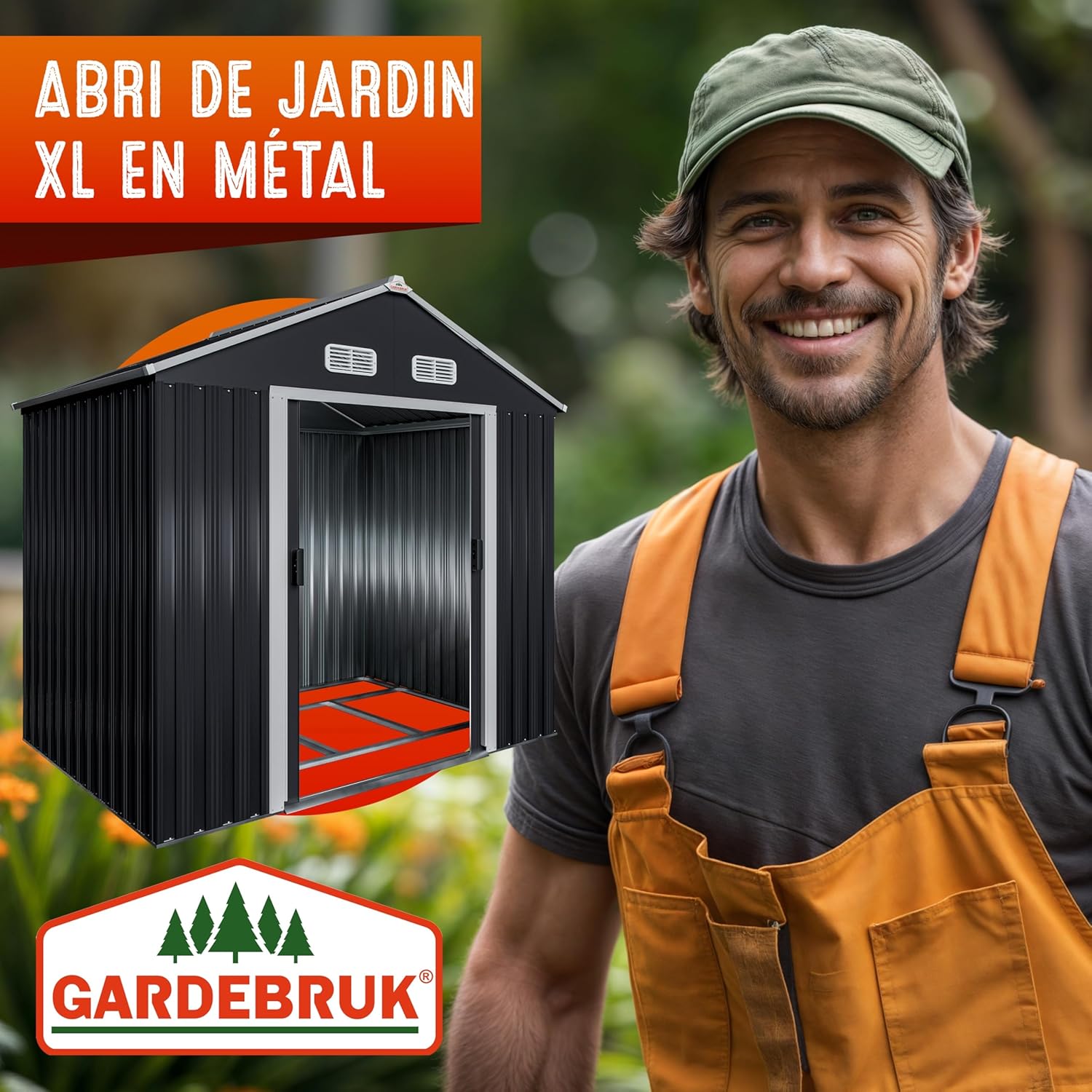 Abri de jardin XL 2m², 200x135x190cm, porte coulissante, anthracite